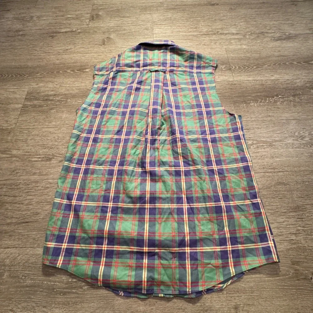 Vintage Orvis Shirt Mens M Plaid 100% Cotton Cut Off Sleeve Oxford Heritage